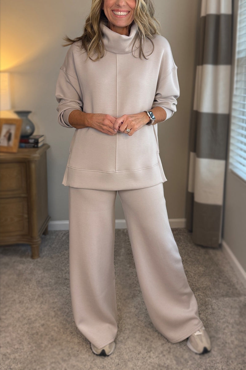 🎁New Arrivals🔥 Cozy Travel Cowl Neck Sweatshirt and Pant 2 Piece Sets