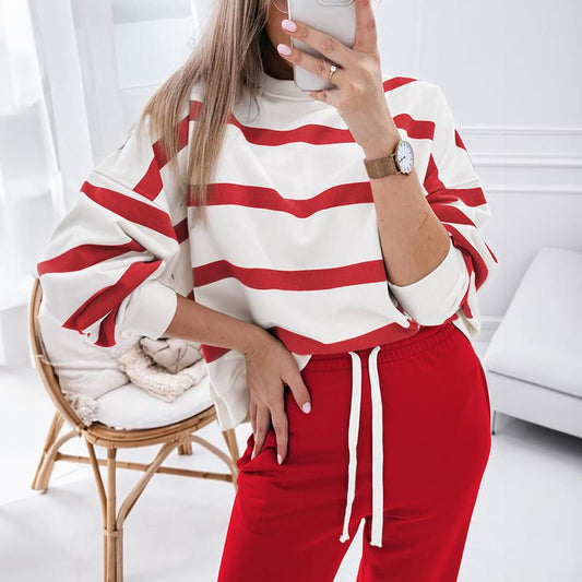 🔥 Cozy Striped Outfit 💫 Long Sleeve 2-Piece Set 2025