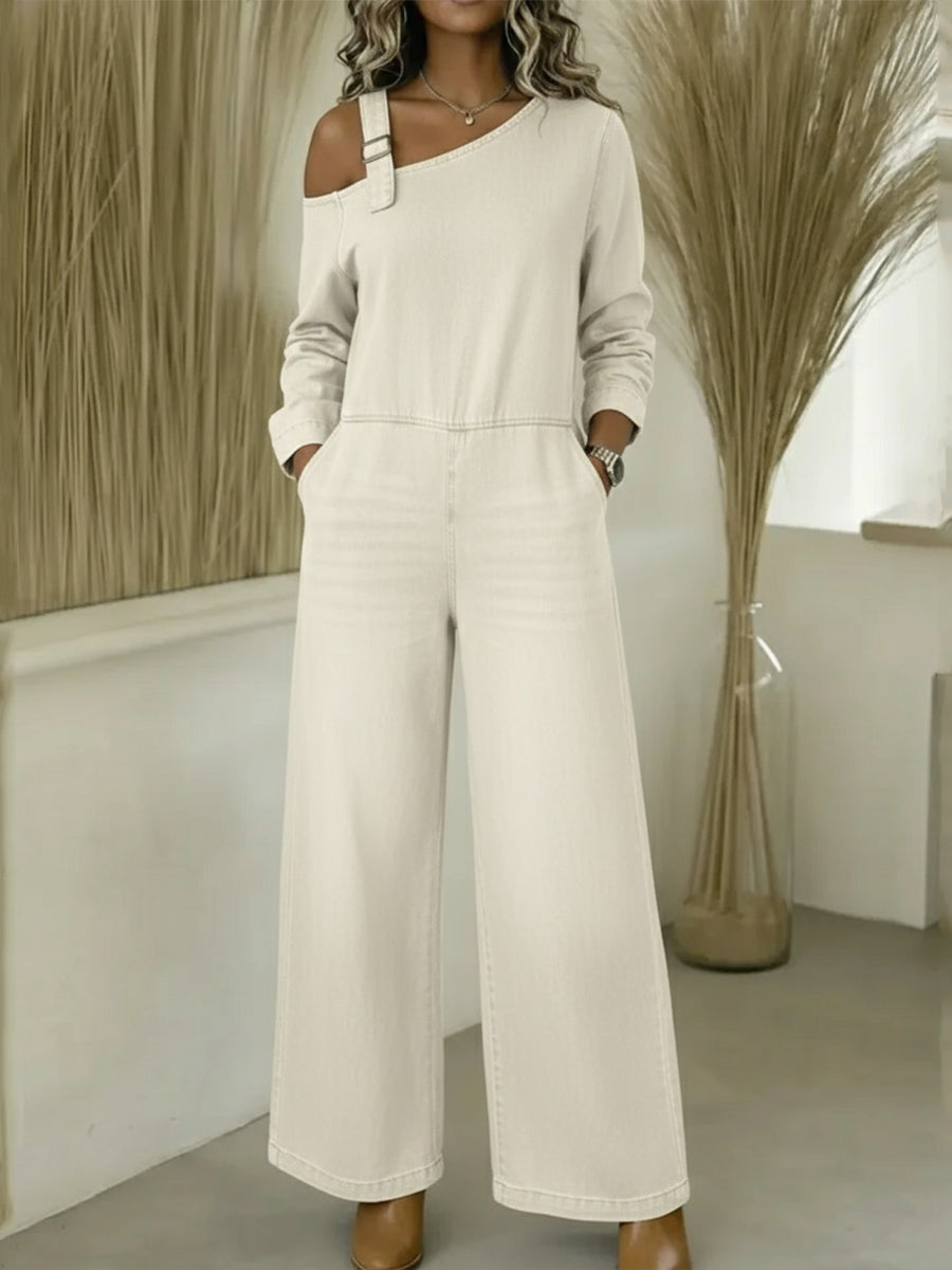 📦📦 New Arrivals🔥 Women's Fashionable Off the Shoulder Denim Jumpsuit