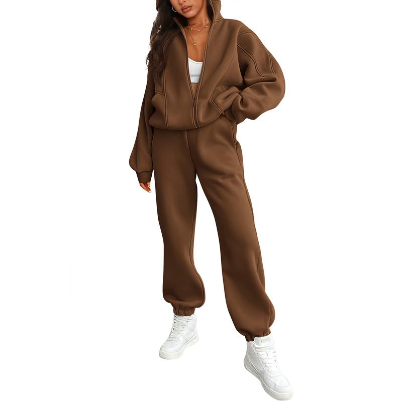 🔥Today’s Deal! Women’s Fleece Zip Sweatshirt & Pants Set