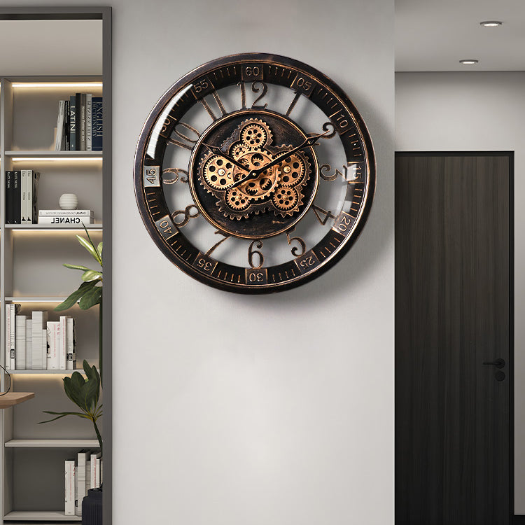promotion! 🕰️ New French retro gear mechanical wall clock, light luxury art living room high-end decoration clock ⏳