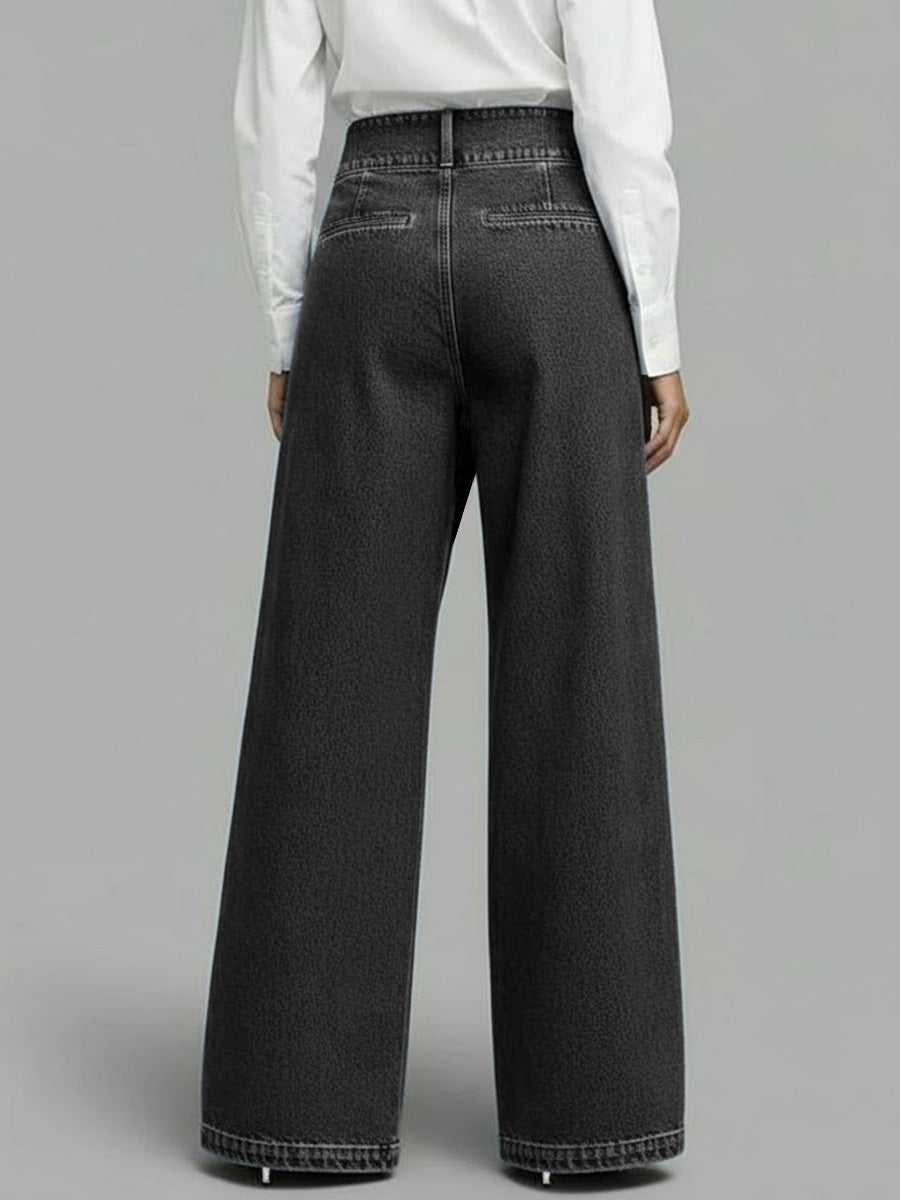 📦📦Women's High-waisted Casual Loose-fitting Wide-leg Jeans