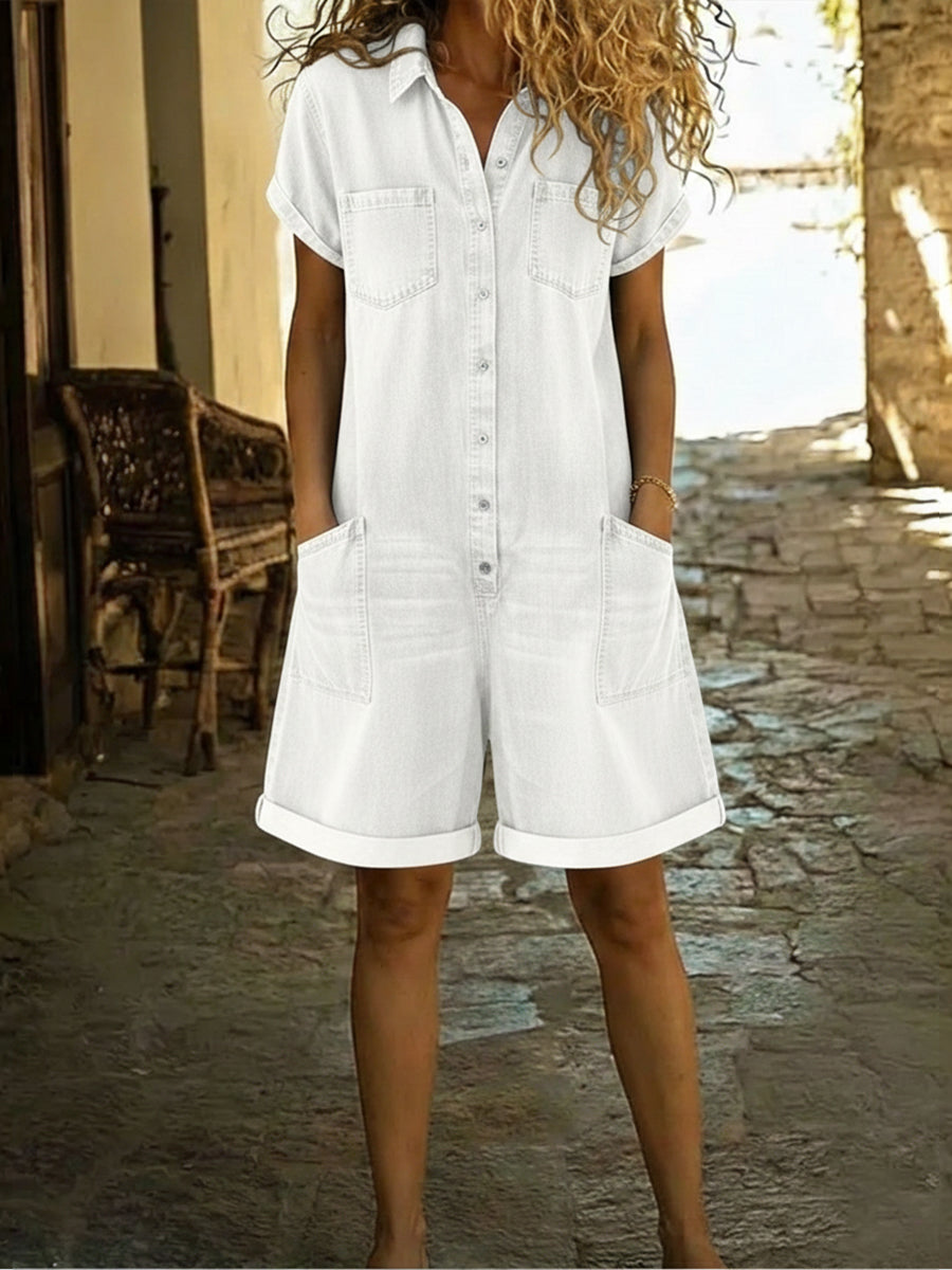 📦📦LAST DAY SAVE 49% ⏰Women's Casual Cotton Denim Jumpsuit Shorts