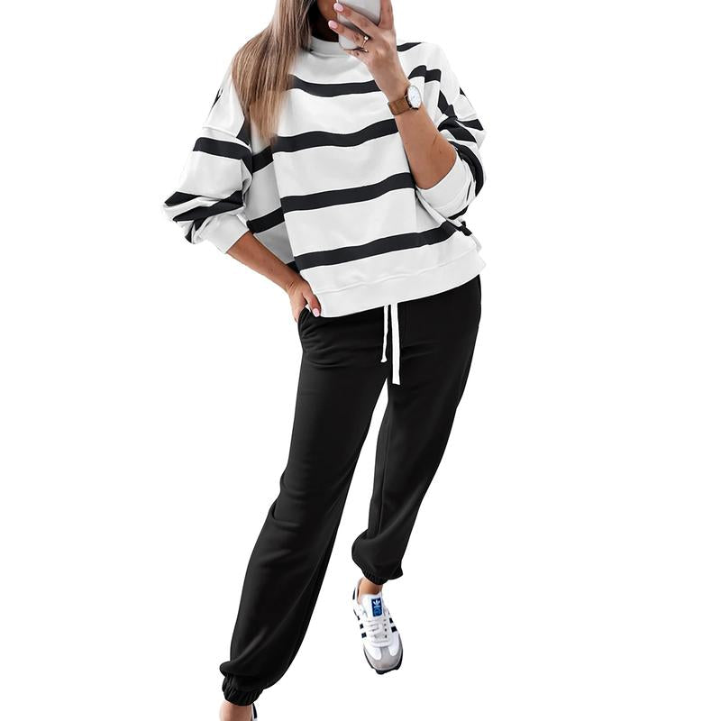 🔥 Cozy Striped Outfit 💫 Long Sleeve 2-Piece Set 2025