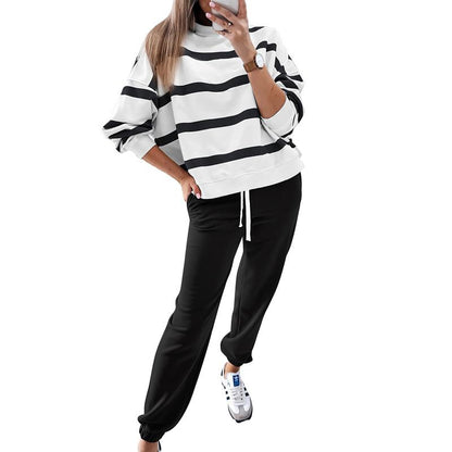 🔥 Cozy Striped Outfit 💫 Long Sleeve 2-Piece Set 2025