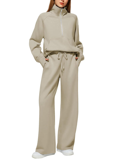 📦📦Buy 2 PCS for free shipping🔥Women's Solid Color Cotton Half-Zip Outfit
