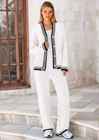 🔥WINTER SALE 50% OFF!❄️ Cozy Knit 2-Piece Cardigan & Wide-Leg Pants Set