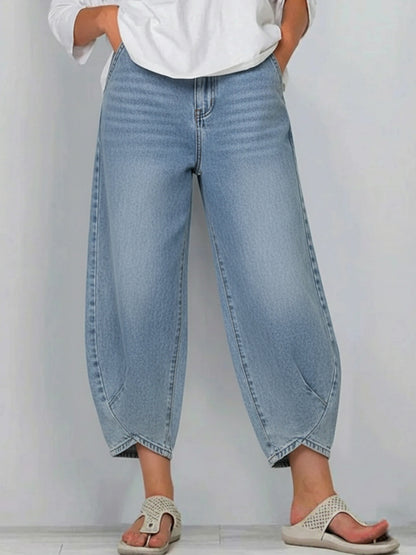 🎈🎈 100% cotton denim with a crossover hem — comfy, flattering, and easy to style