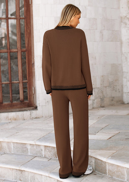 🔥WINTER SALE 50% OFF!❄️ Cozy Knit 2-Piece Cardigan & Wide-Leg Pants Set
