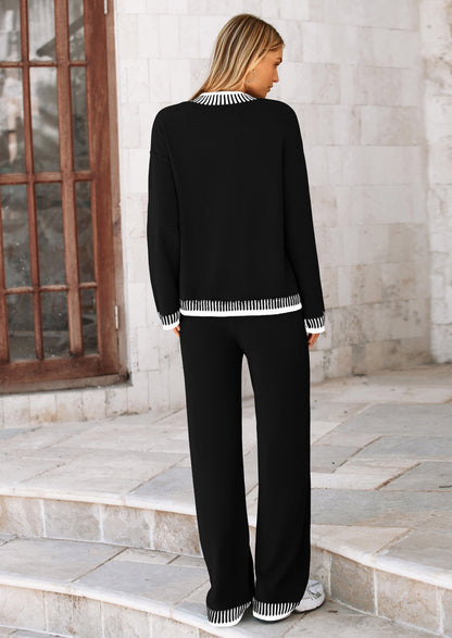 🔥WINTER SALE 50% OFF!❄️ Cozy Knit 2-Piece Cardigan & Wide-Leg Pants Set