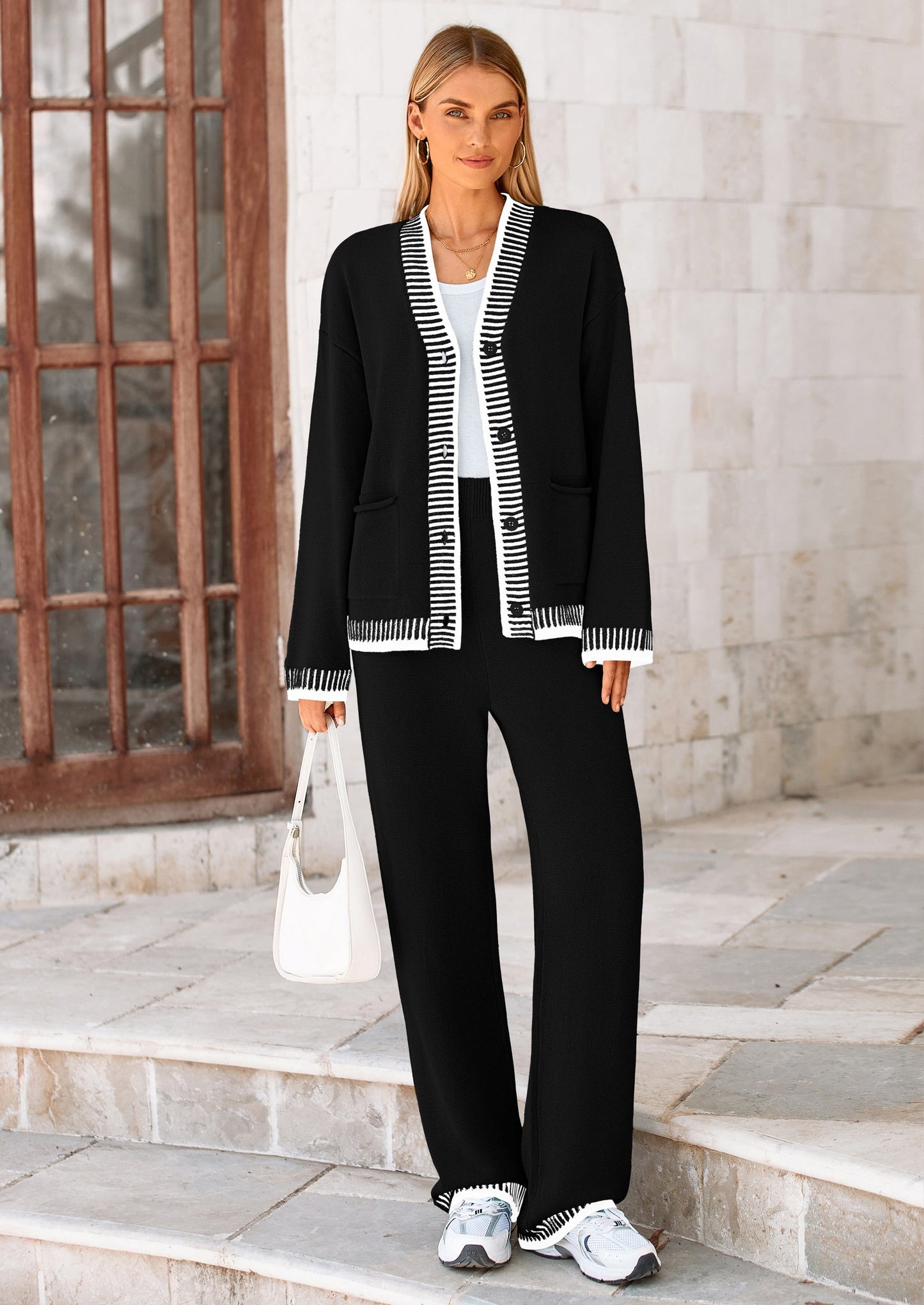 🔥WINTER SALE 50% OFF!❄️ Cozy Knit 2-Piece Cardigan & Wide-Leg Pants Set
