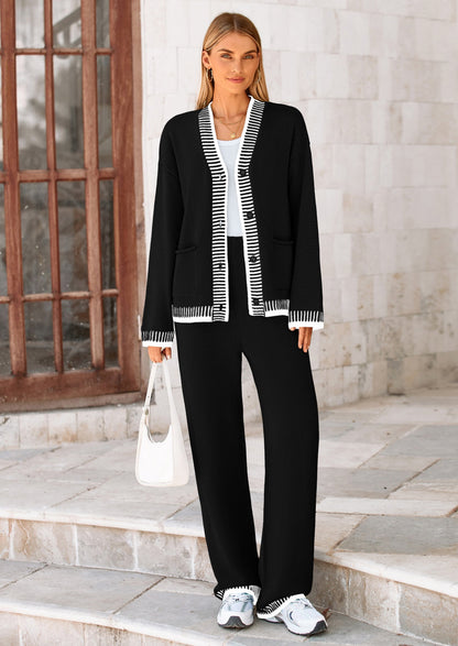 🔥WINTER SALE 50% OFF!❄️ Cozy Knit 2-Piece Cardigan & Wide-Leg Pants Set