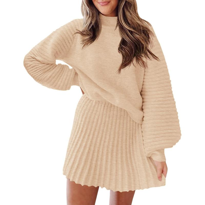 🔥 50% OFF TODAY ✨ Women's Mock Neck Knit Skirt Set