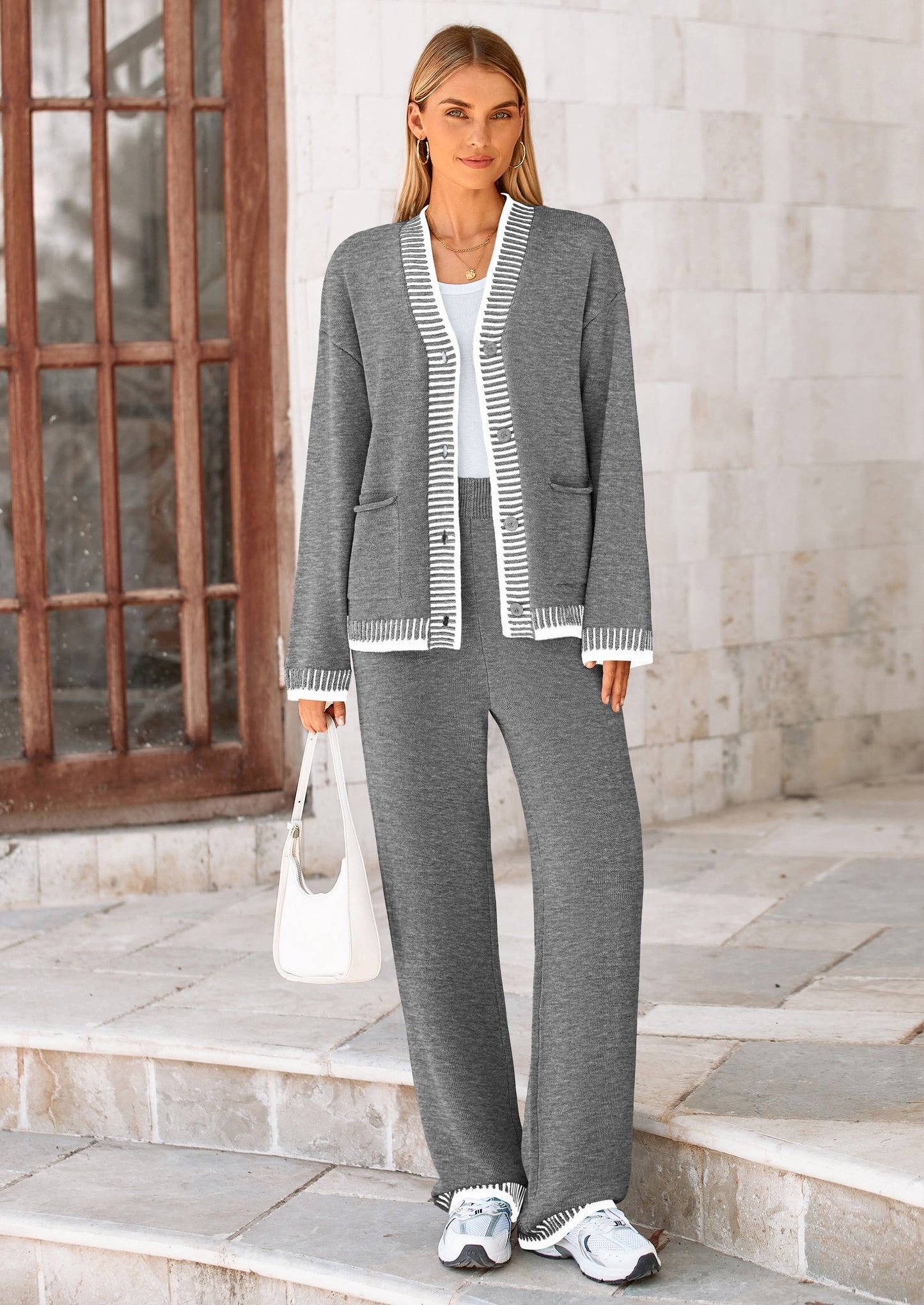 🔥WINTER SALE 50% OFF!❄️ Cozy Knit 2-Piece Cardigan & Wide-Leg Pants Set