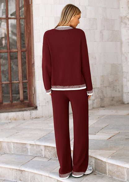 🔥WINTER SALE 50% OFF!❄️ Cozy Knit 2-Piece Cardigan & Wide-Leg Pants Set