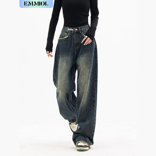 ✨✨Y2K Baggy Wide-Leg Jeans ✨ High-Stretch Denim with 4 Pockets | Streetwear Casual Bottoms