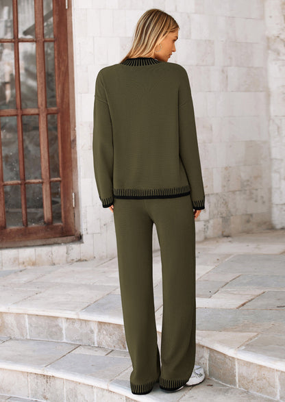 🔥WINTER SALE 50% OFF!❄️ Cozy Knit 2-Piece Cardigan & Wide-Leg Pants Set