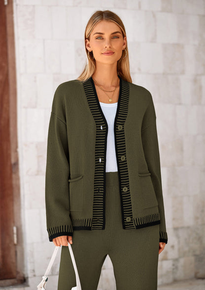 🔥WINTER SALE 50% OFF!❄️ Cozy Knit 2-Piece Cardigan & Wide-Leg Pants Set