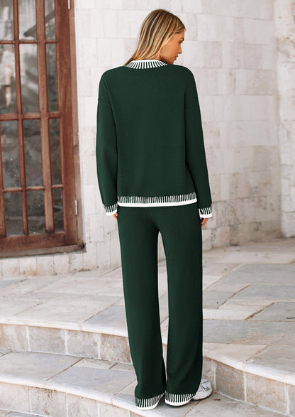 🔥WINTER SALE 50% OFF!❄️ Cozy Knit 2-Piece Cardigan & Wide-Leg Pants Set