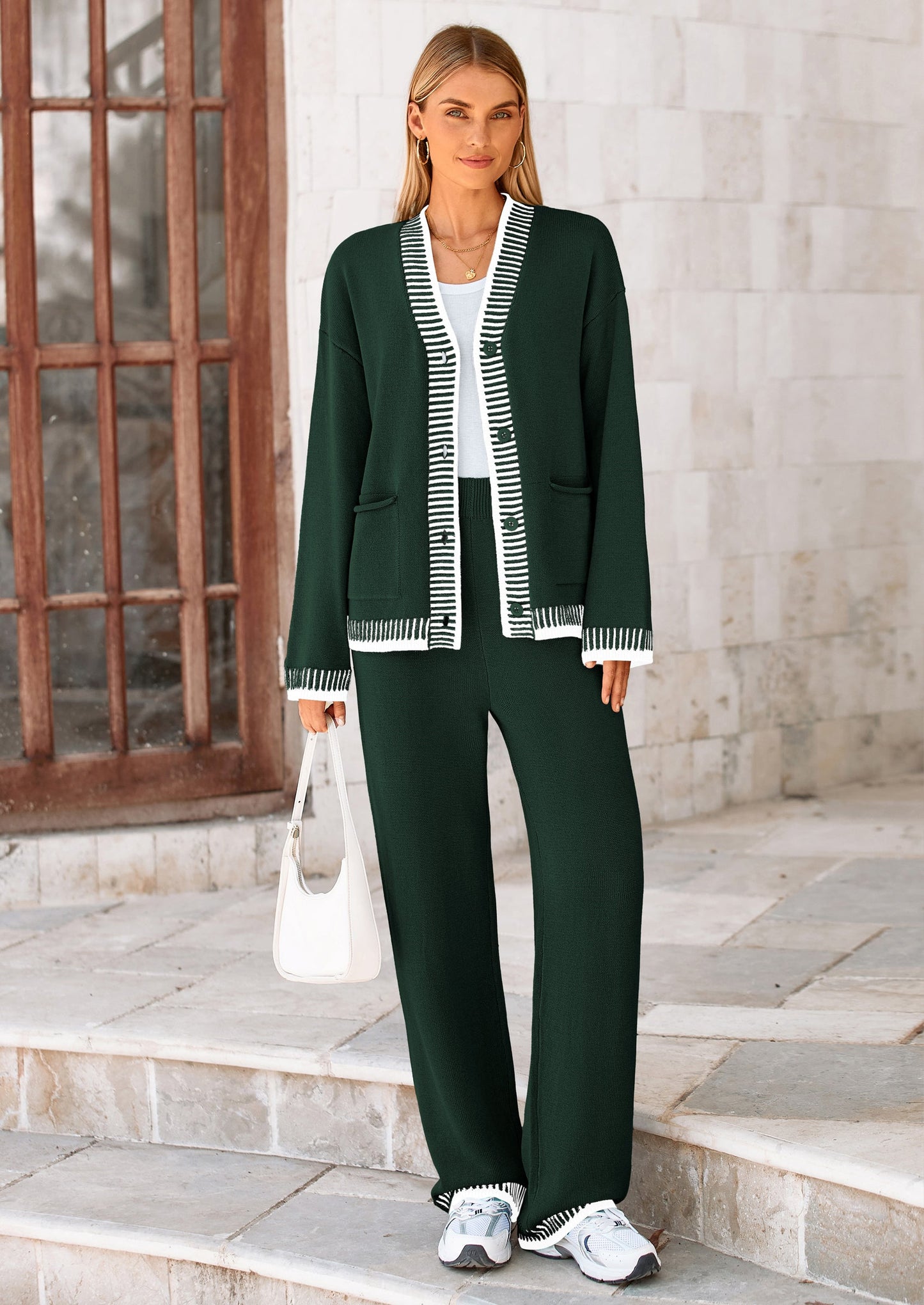 🔥WINTER SALE 50% OFF!❄️ Cozy Knit 2-Piece Cardigan & Wide-Leg Pants Set