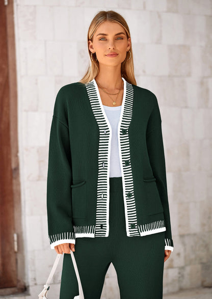 🔥WINTER SALE 50% OFF!❄️ Cozy Knit 2-Piece Cardigan & Wide-Leg Pants Set