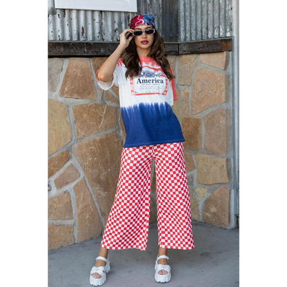 Womens Checkered Pants - Red
