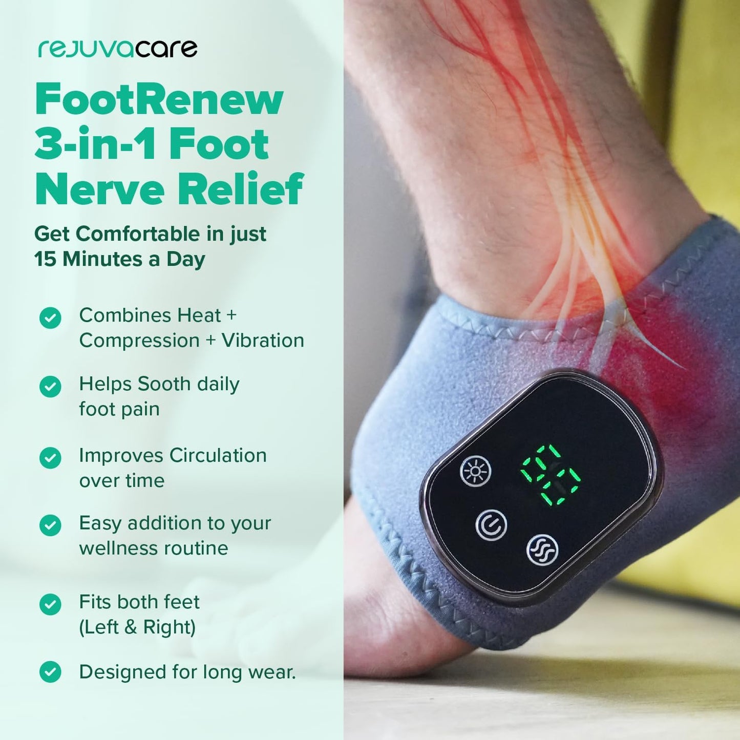 🦶 RelaxStep Electric Foot & Ankle Massager | Heated Wrap for Pain Relief