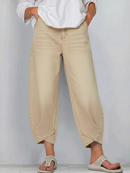 🎈🎈 100% cotton denim with a crossover hem — comfy, flattering, and easy to style