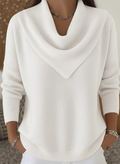 🤩🤩CLEARANCE SALE🔥Women's Retro Soft Triangle Neck Solid Color Sweater Top