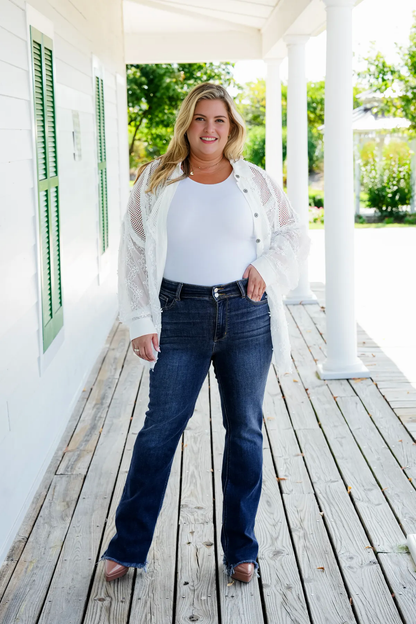 💝💝Vintage Double Button Frayed Hem Bootcut Jeans (Buy 2 Free Shipping)