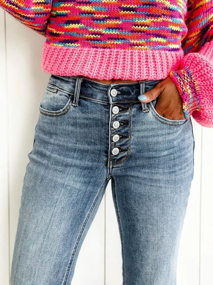 💝💝Judy Mid Rise Button Fly Bootcut Jeans (Buy 2 Free Shipping)