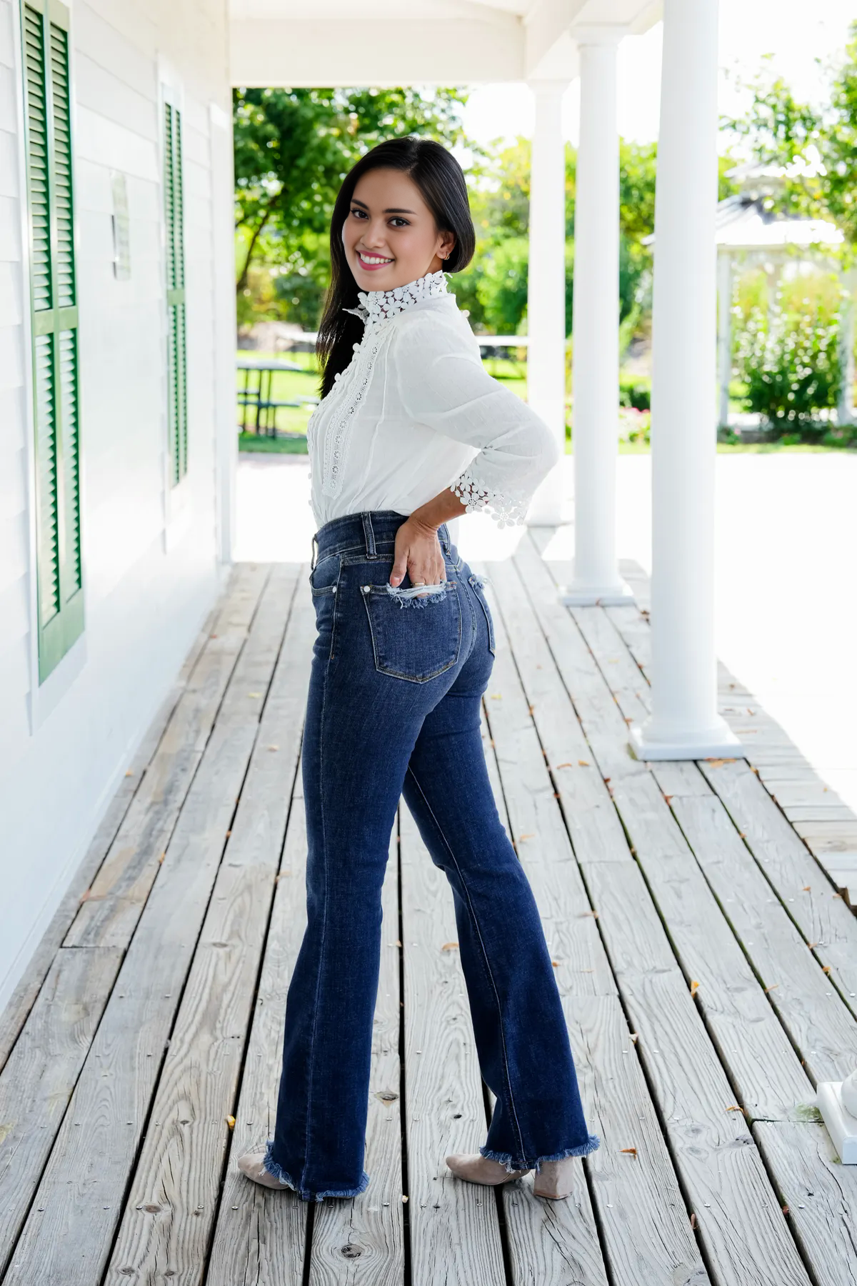 💝💝Vintage Double Button Frayed Hem Bootcut Jeans (Buy 2 Free Shipping)
