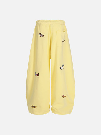 🐶 Aelfric Eden Embroidery Dog Baggy Barrel Sweatpants
