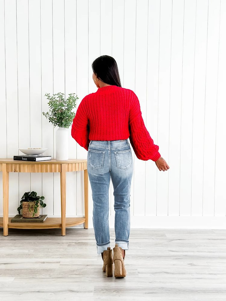 📦📦Tummy Control Distressed Cuffed Boyfriend Jeans (Buy 2 Free Shipping)