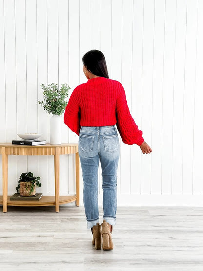 📦📦Tummy Control Distressed Cuffed Boyfriend Jeans (Buy 2 Free Shipping)