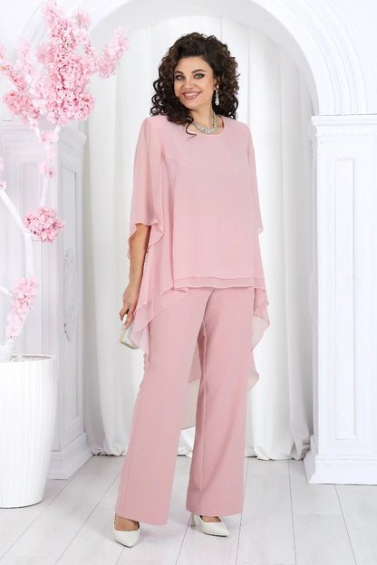 🤩🤩Elegant Layered Chiffon High-Low Top and Pants Two Piece Set (Buy 2 Free Shipping)
