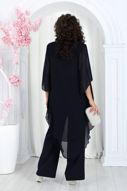 🤩🤩Elegant Layered Chiffon High-Low Top and Pants Two Piece Set (Buy 2 Free Shipping)