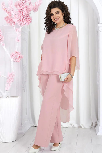 🤩🤩Elegant Layered Chiffon High-Low Top and Pants Two Piece Set (Buy 2 Free Shipping)