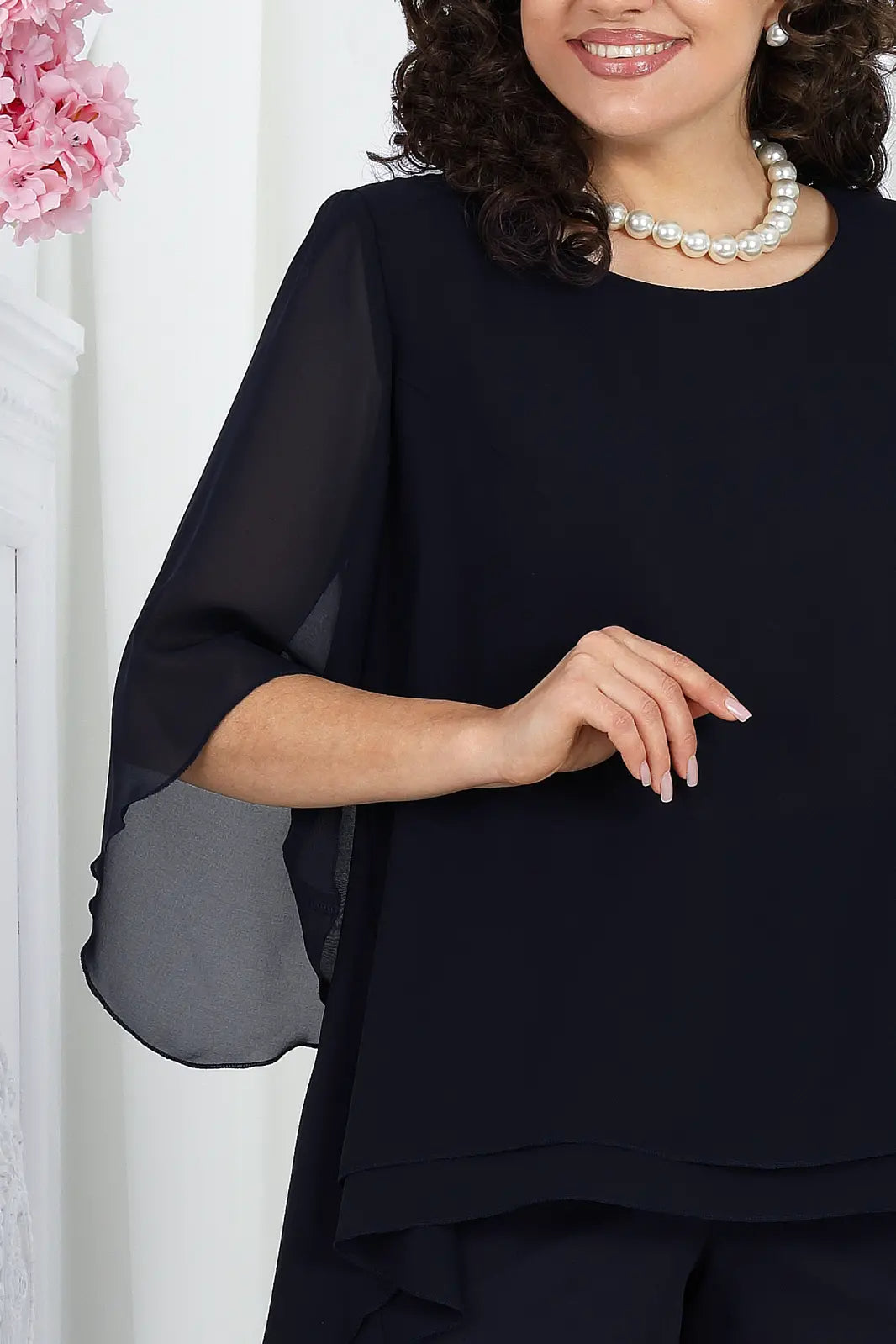 🤩🤩Elegant Layered Chiffon High-Low Top and Pants Two Piece Set (Buy 2 Free Shipping)