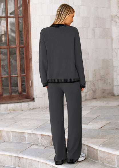 🔥WINTER SALE 50% OFF!❄️ Cozy Knit 2-Piece Cardigan & Wide-Leg Pants Set