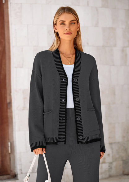🔥WINTER SALE 50% OFF!❄️ Cozy Knit 2-Piece Cardigan & Wide-Leg Pants Set