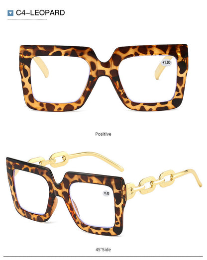 🎈🎈Lastday 70%OFF-Women’s Oversized Square Chain Reading Glasses(1set-6pcs)