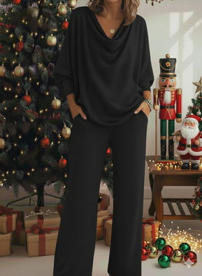 🎄✨ Women's Christmas Elegant Cozy Two-Piece Loungewear Set – Perfect for the Holiday Season! 🎁🎅