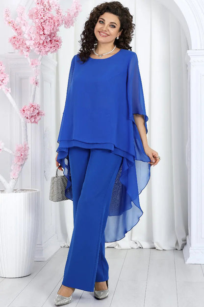 🤩🤩Elegant Layered Chiffon High-Low Top and Pants Two Piece Set (Buy 2 Free Shipping)