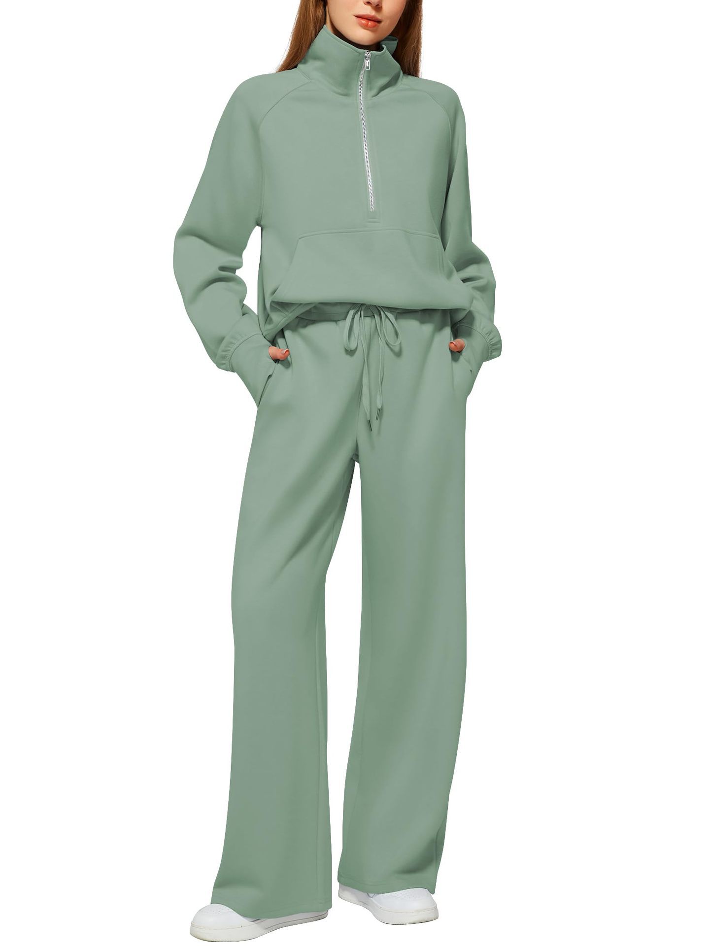 📦📦Buy 2 PCS for free shipping🔥Women's Solid Color Cotton Half-Zip Outfit