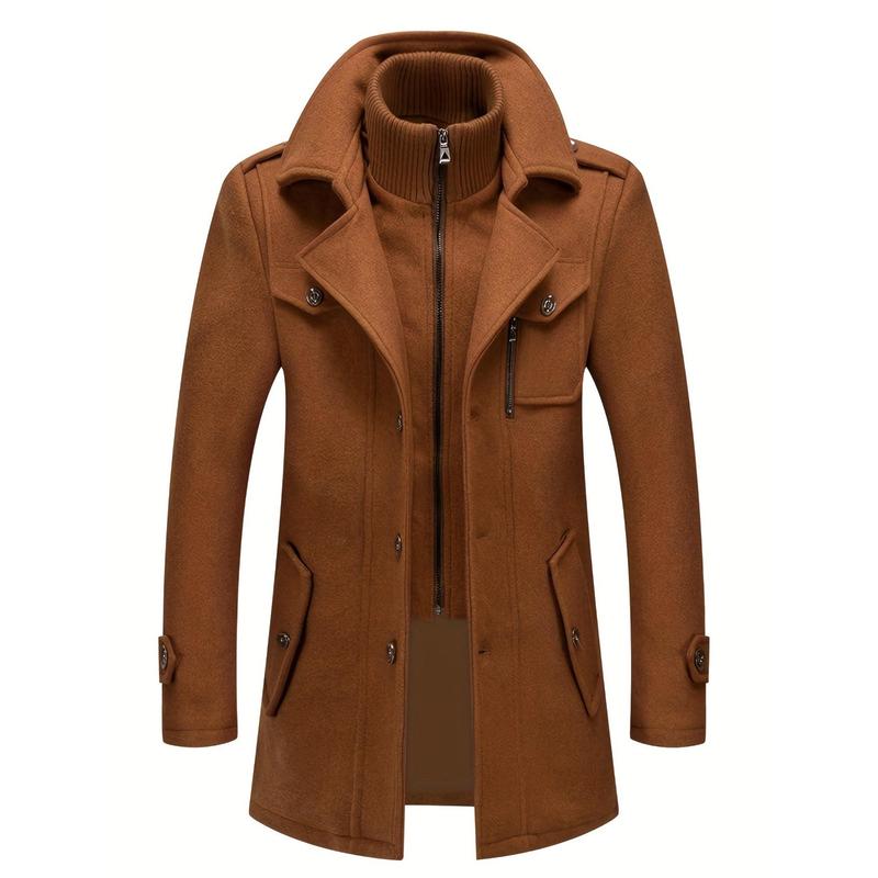 🔥 50% Off! Men's business woolen coat fashion double neck medium and long woolen coat, autumn and winter