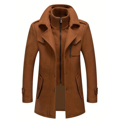 🔥 50% Off! Men's business woolen coat fashion double neck medium and long woolen coat, autumn and winter