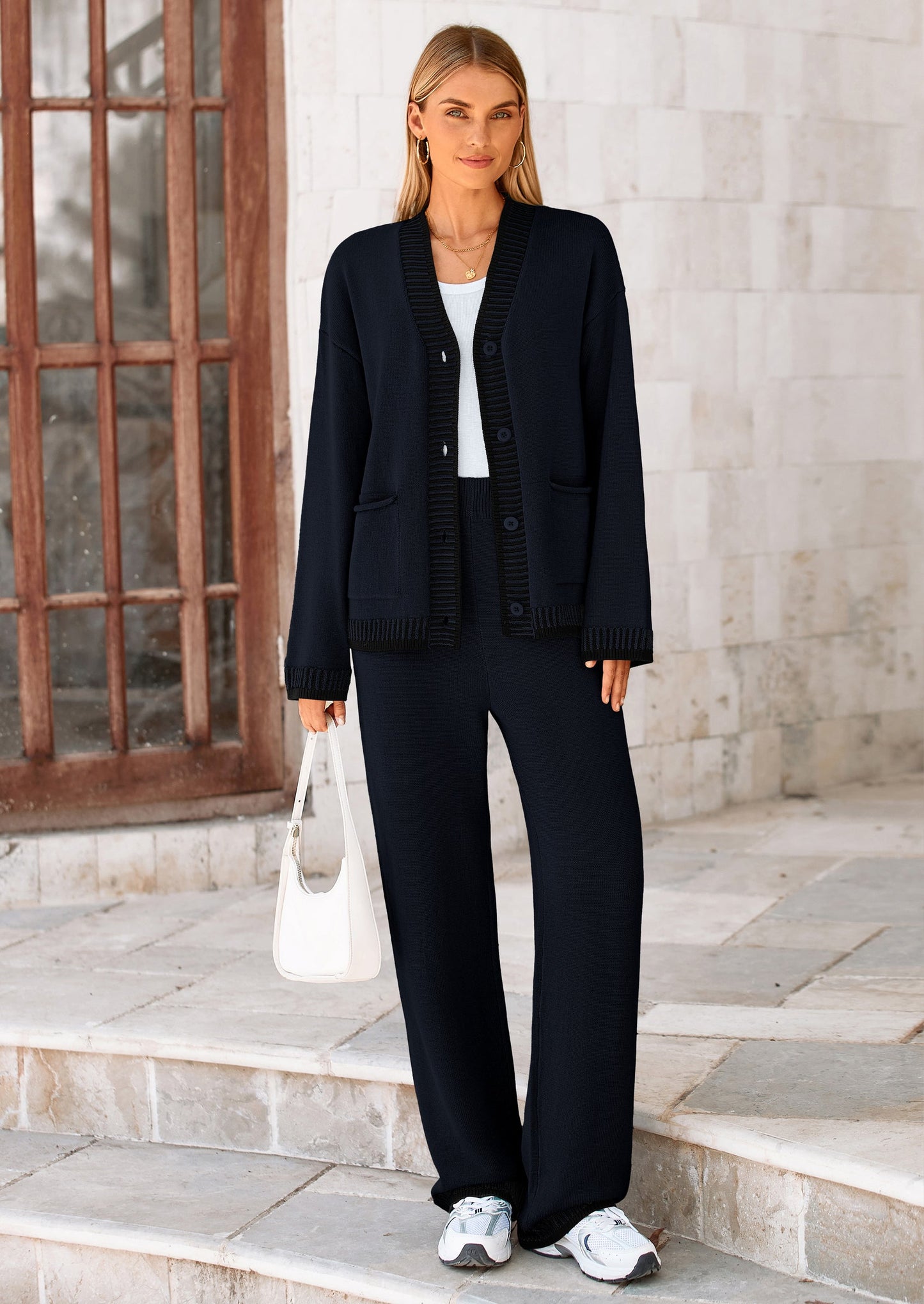 🔥WINTER SALE 50% OFF!❄️ Cozy Knit 2-Piece Cardigan & Wide-Leg Pants Set
