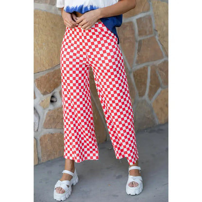Womens Checkered Pants - Red