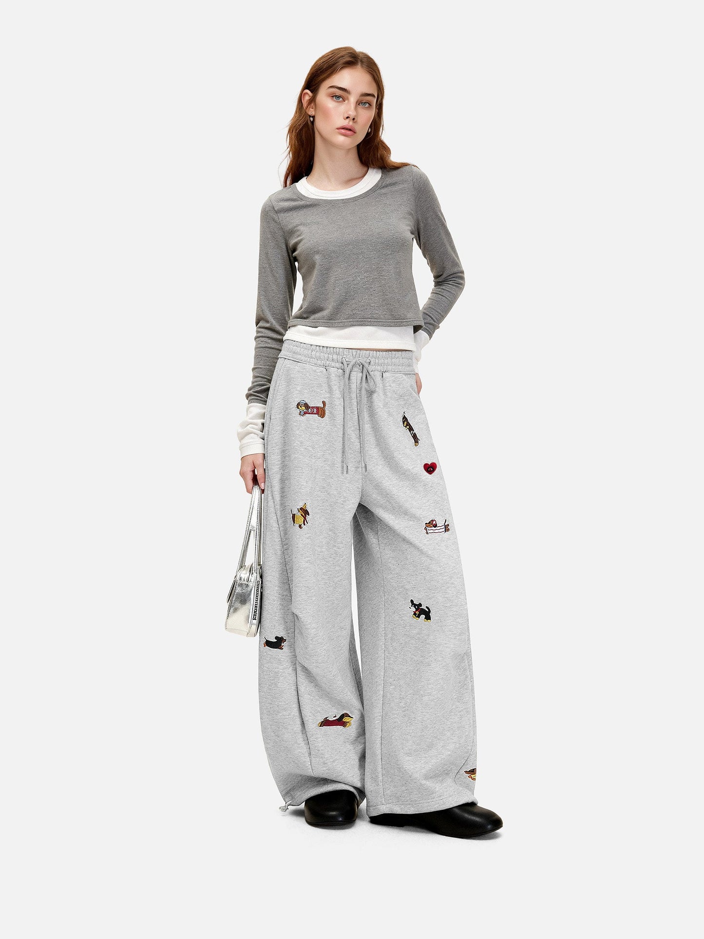🐶 Aelfric Eden Embroidery Dog Baggy Barrel Sweatpants